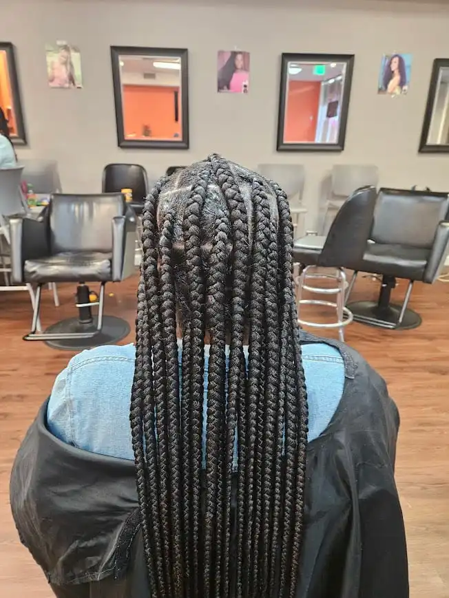 Jumbo box braids installed at Ramas Hair Braiding salon in Indianapolis, IN